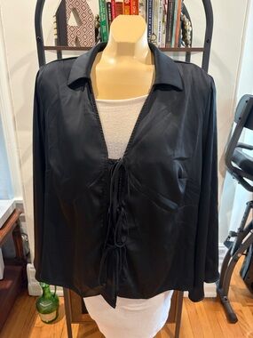 Black satin going out top